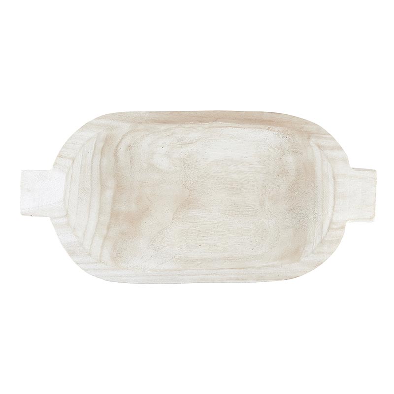White Paulownia Tray with Handles