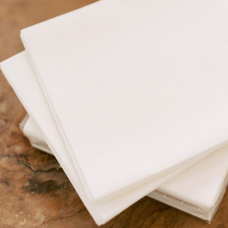 White Paper Linen Cocktail Napkins (Set of 15)