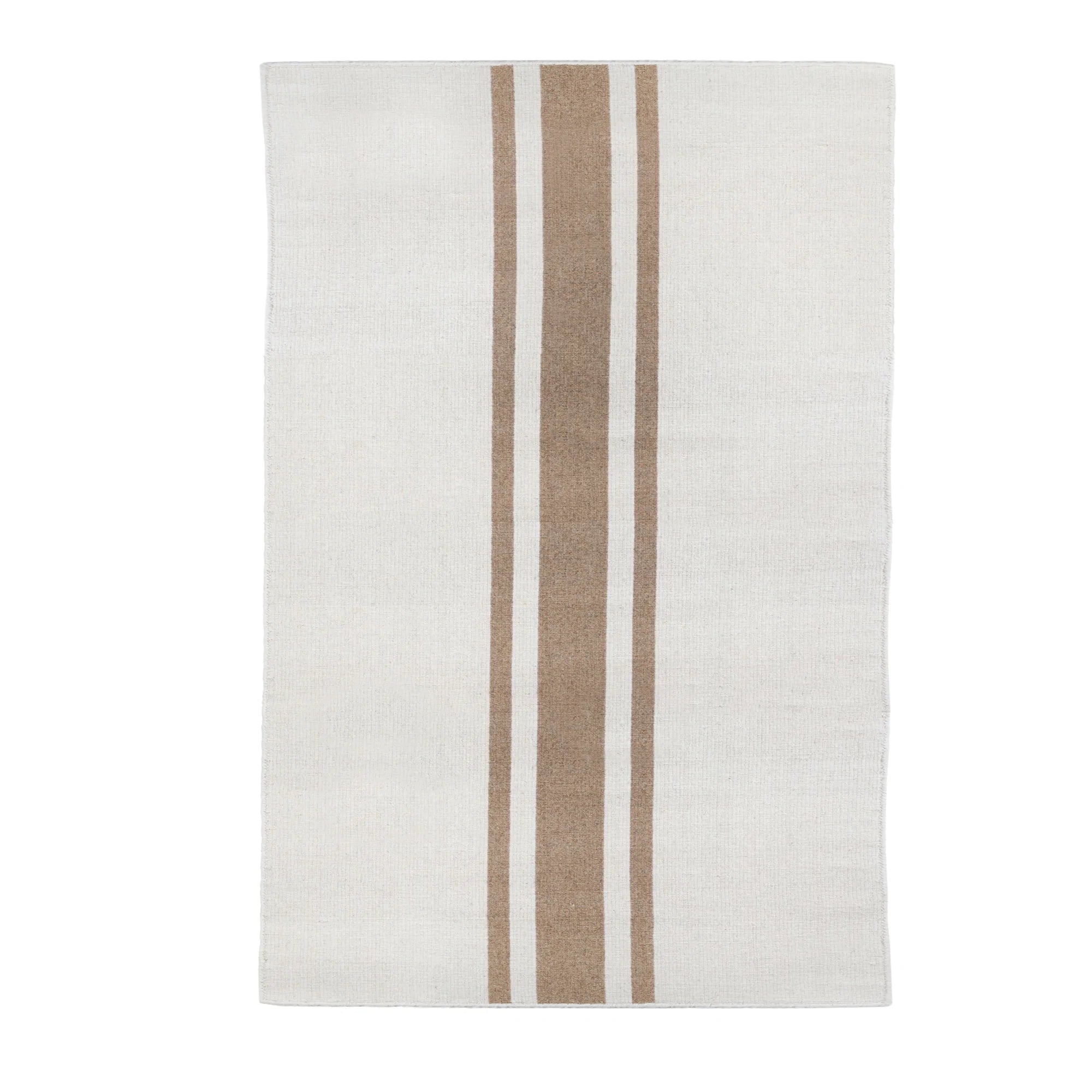 Handwoven Wool/Jute Rug- Ivory w/ Natural Stripe