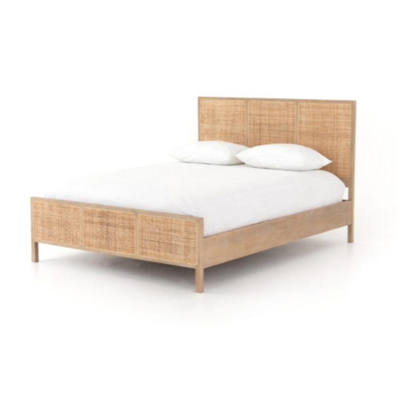Queen Size Woven Cane Bed 62.25"Wx83.00"Dx46.50"H