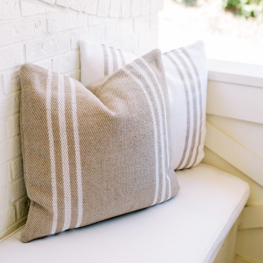22" French Stripe Indoor/Outdoor Pillow