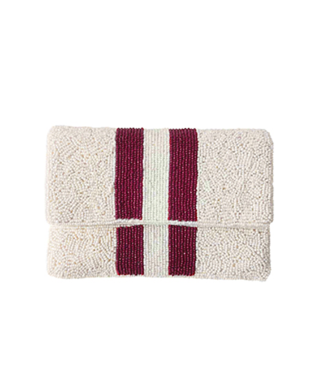 College Stripe Mini Clutch w/ Gold Chain Strap (5 Colors)