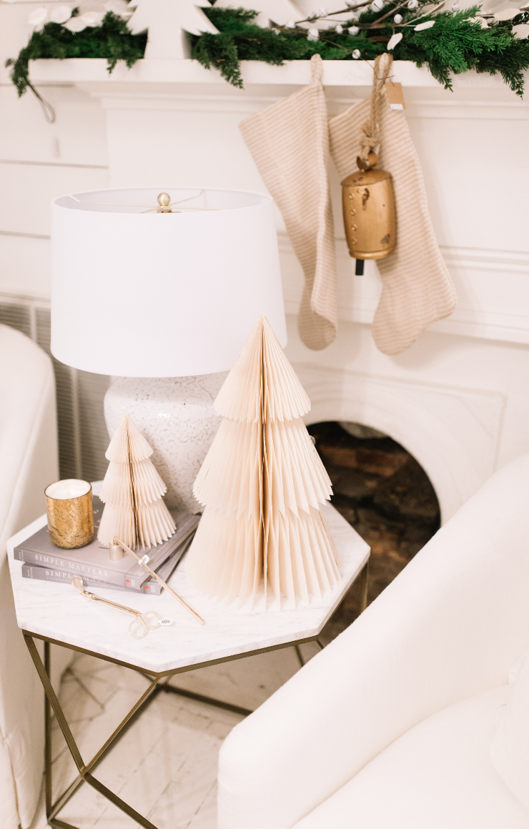 Ivory Tabletop Paper Tree w/ Gold Glitter (2 Sizes)