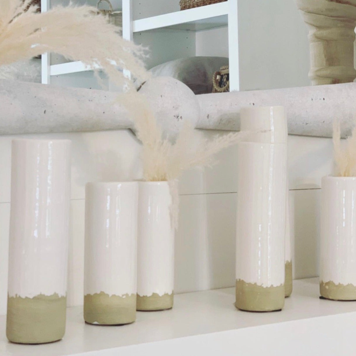 White Ceramic Cylinder Bud Vase (3 Sizes)
