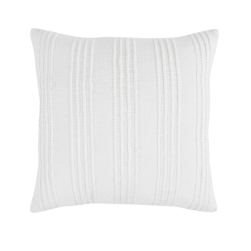 White Textured Stripe Pillow 22x22