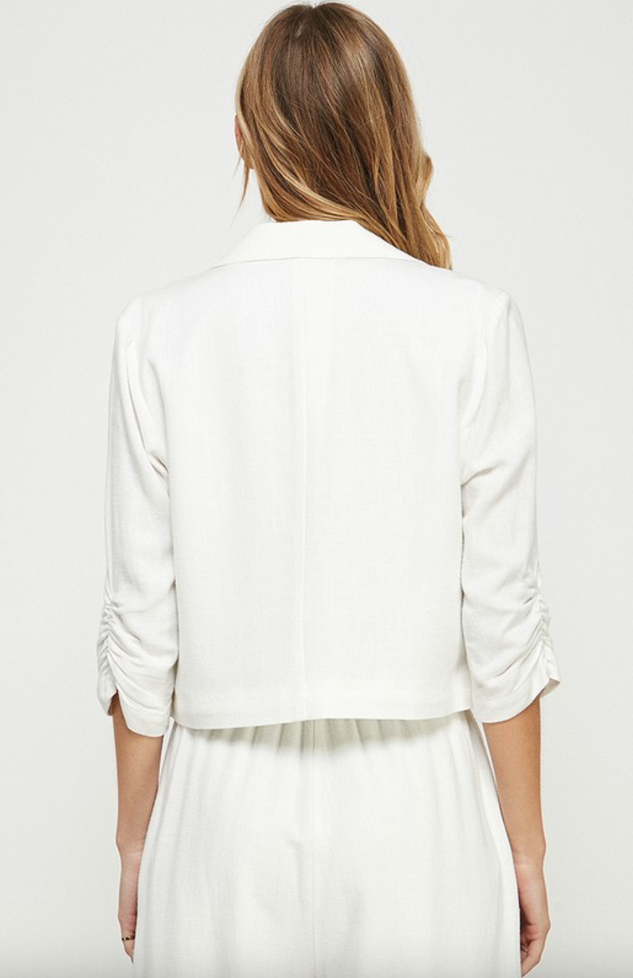 Open Crop Blazer-Off White