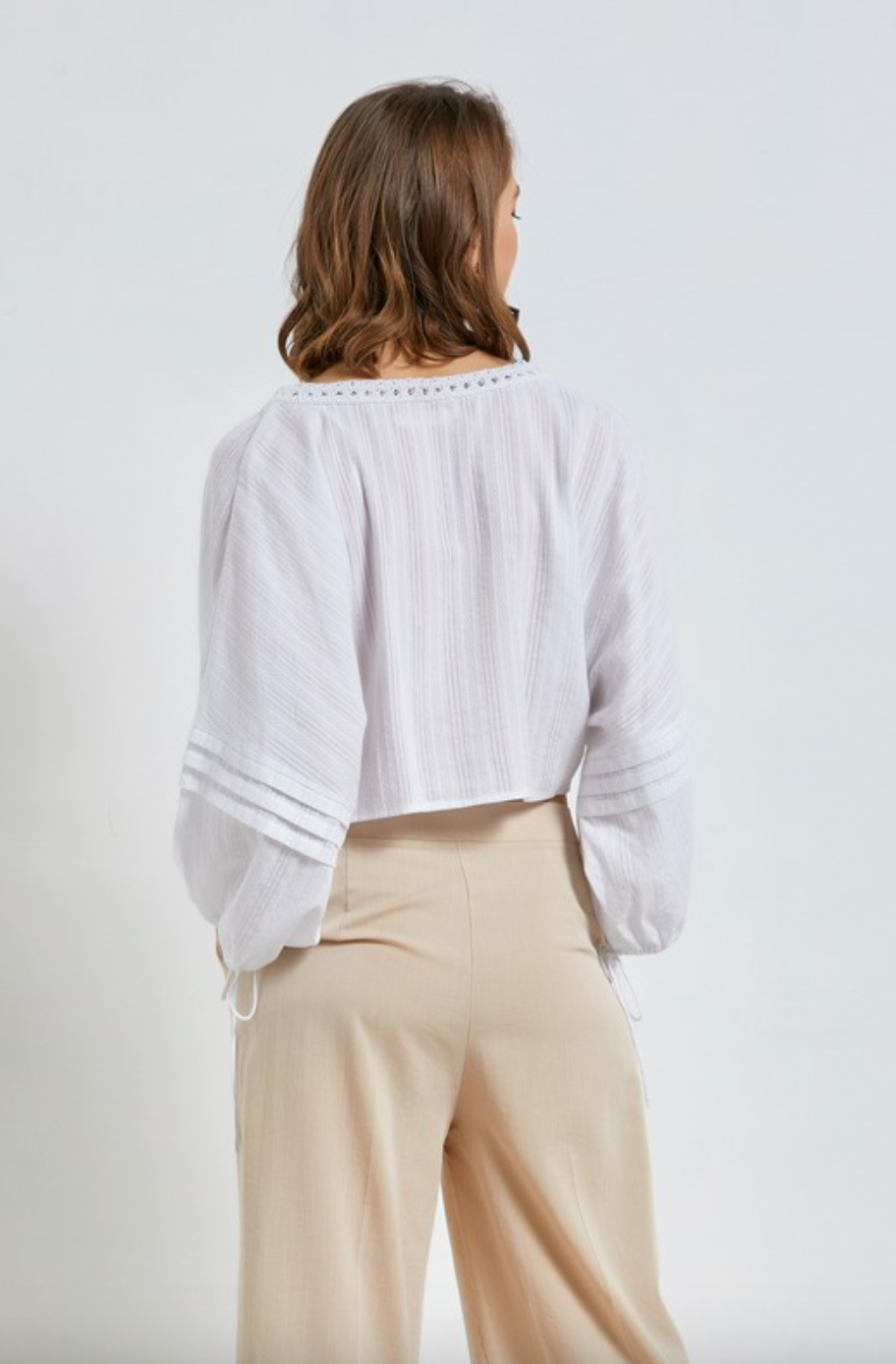 Lace Tie Top-White-Final Sale