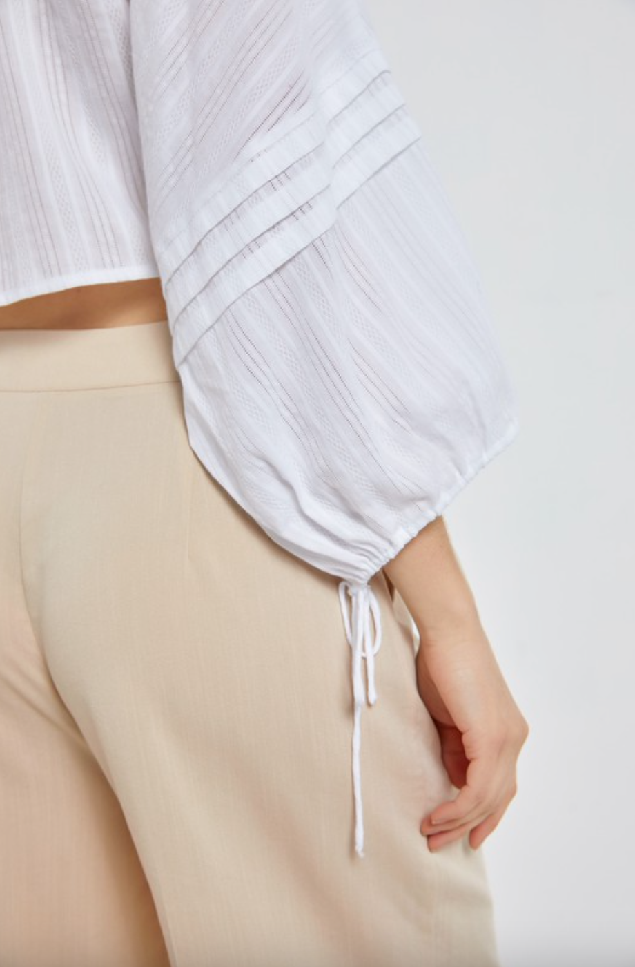 Lace Tie Top-White-Final Sale