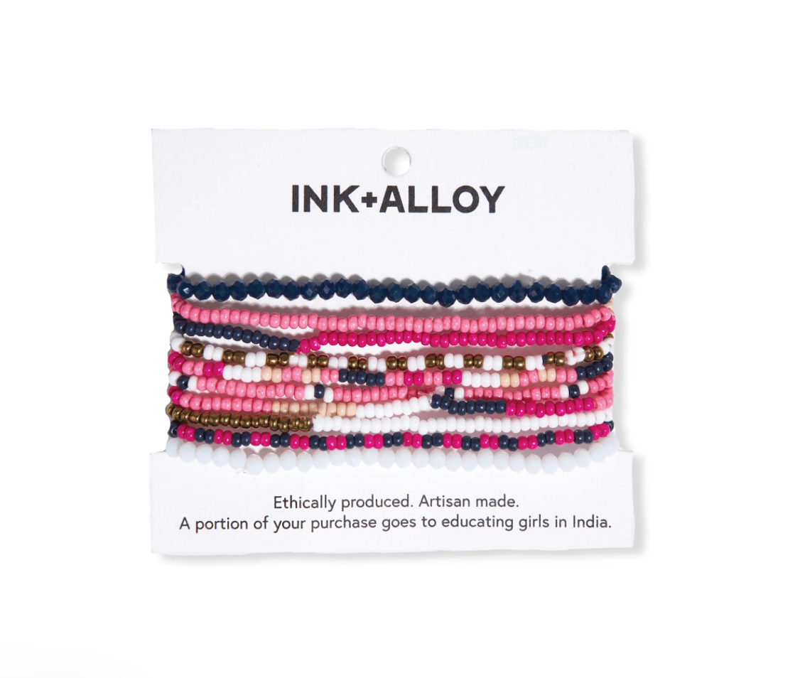 Pink/Navy 10 Strand Bracelet