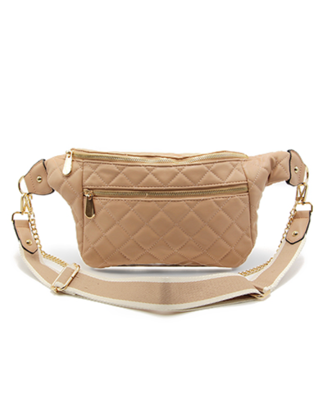 Quilted Fanny Bag-Beige