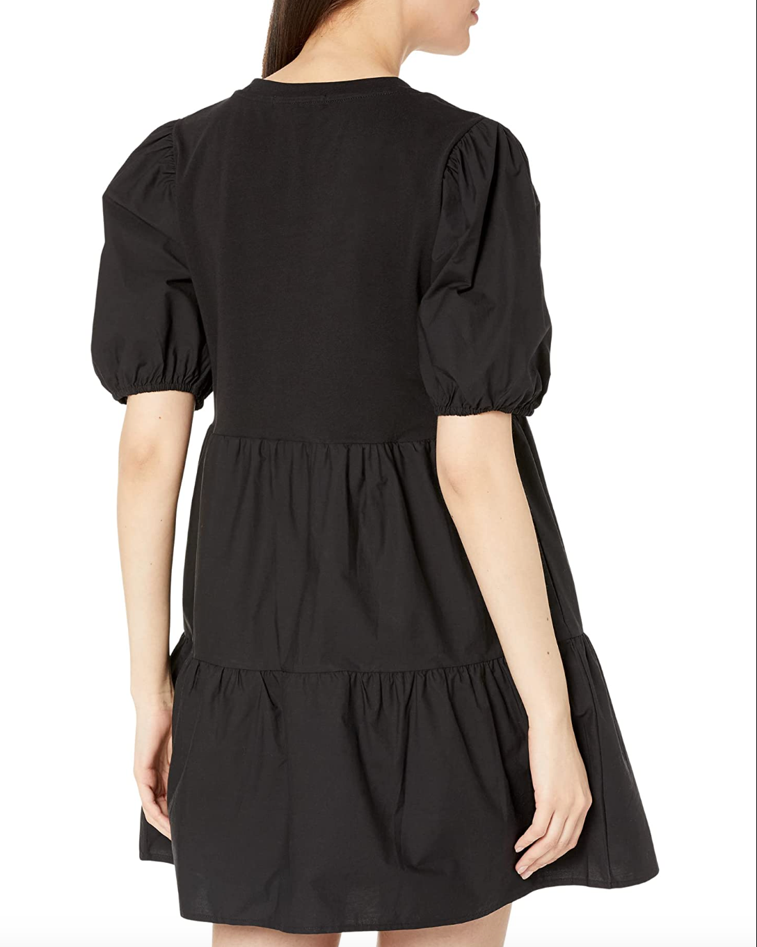 Poplin Mix Dress-Black