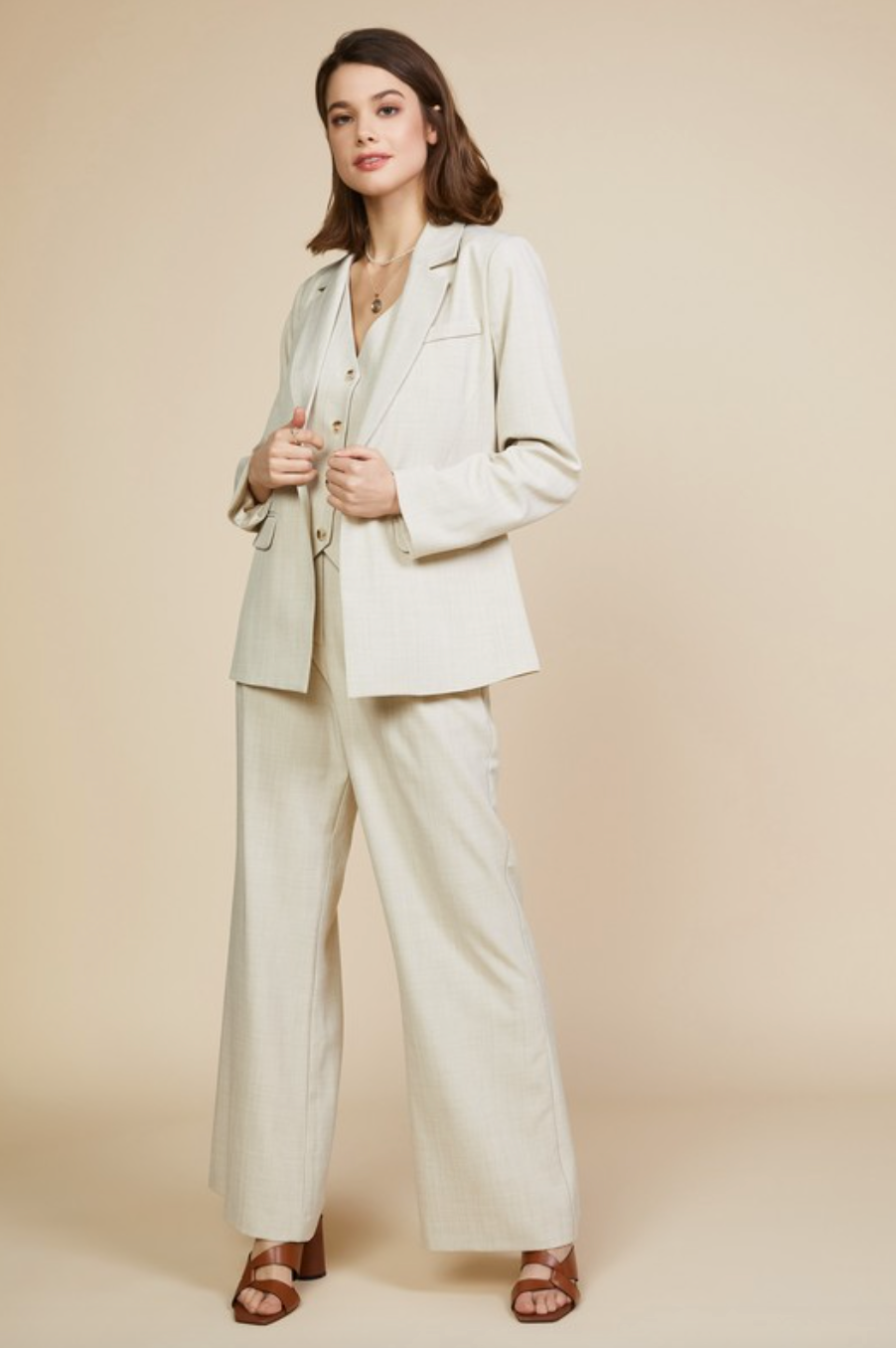 Melange Trouser-Beige-Final Sale