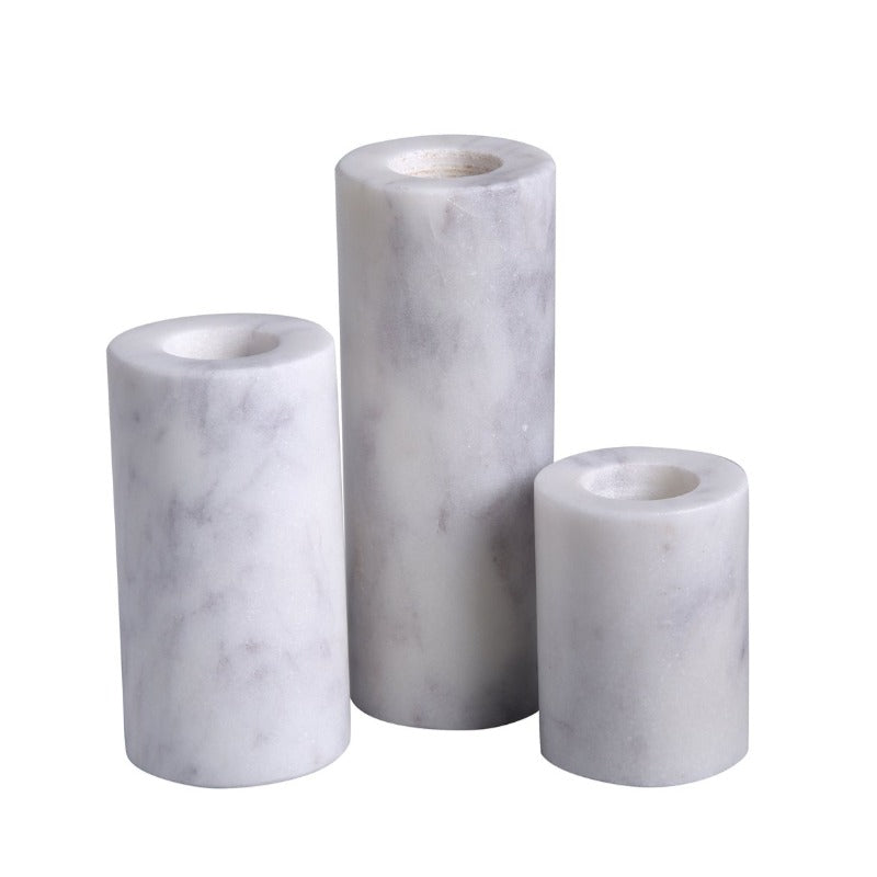 White Marble Cylinder Taper Holder (3 Sizes)