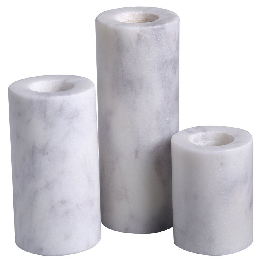White Marble Cylinder Taper Holder (3 Sizes)