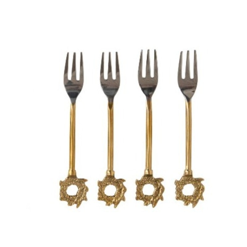 Brass Wreath Appetizer Fork (Set of 4)