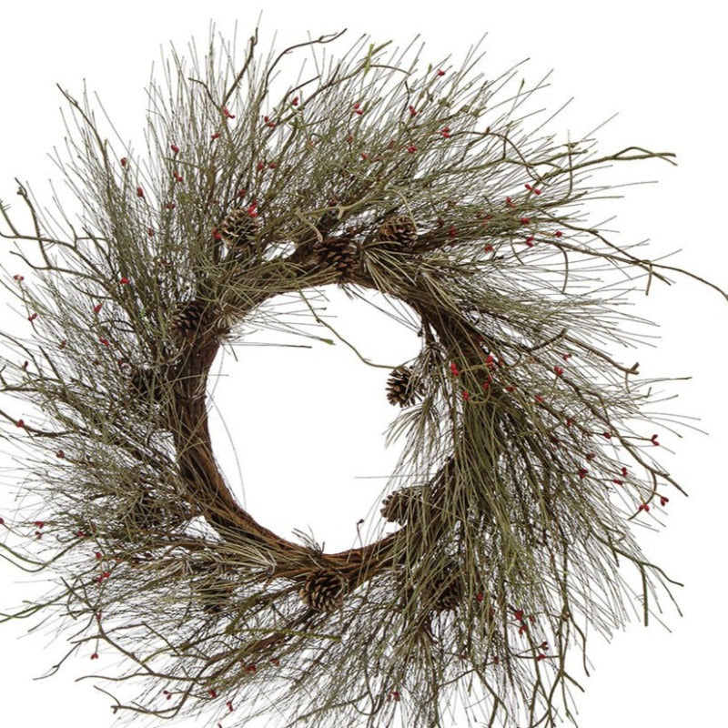 Pine Wreath with Berry Twigs - 40"