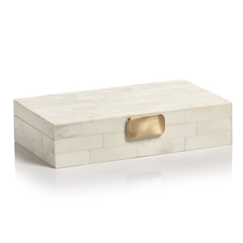 Ivory Bone Box with Brass Knob
