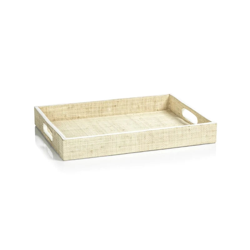 Raffia Leather Trim Tray (2 Sizes)