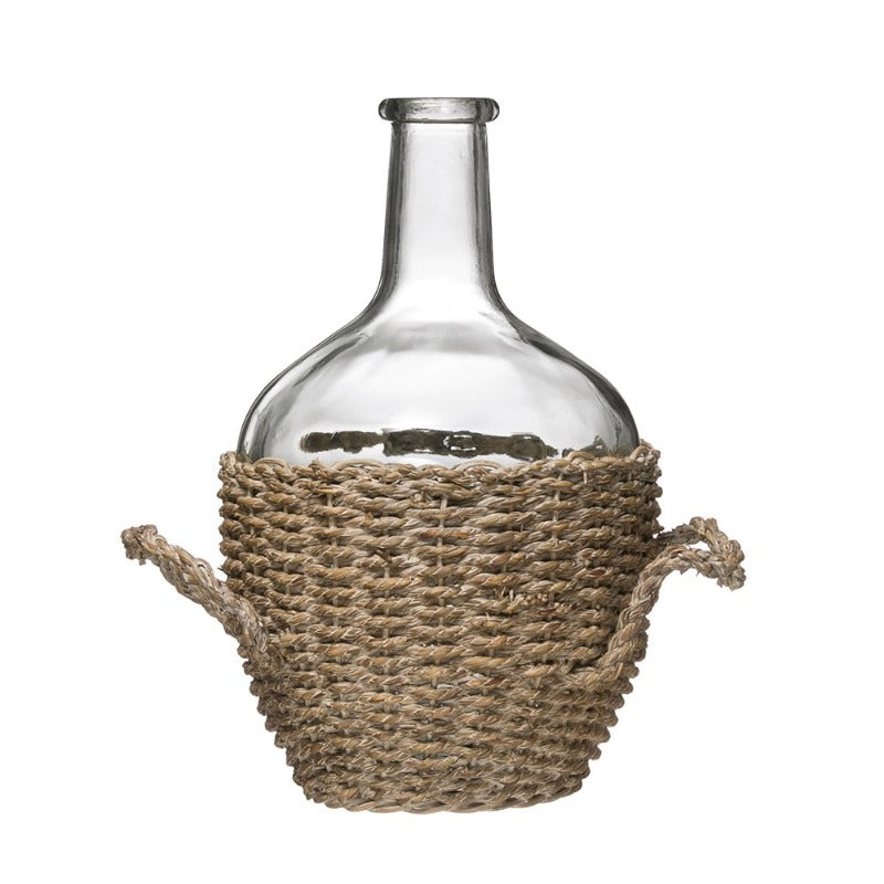 Glass Bottle in Woven Seagrass (Available in 2 Sizes)