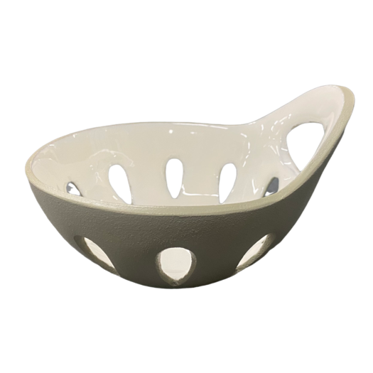 White & Grey Enameled Berry Basket