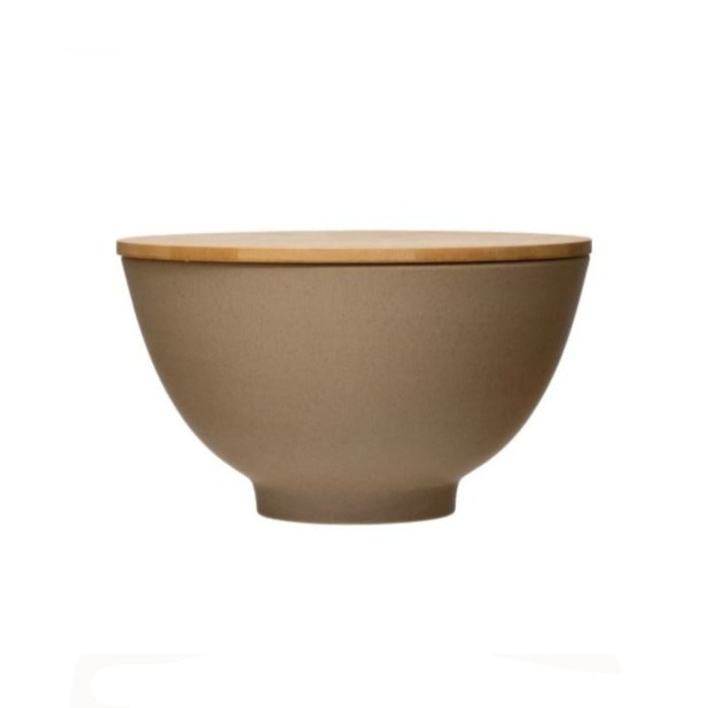 Stoneware Bowl with Bamboo Lid