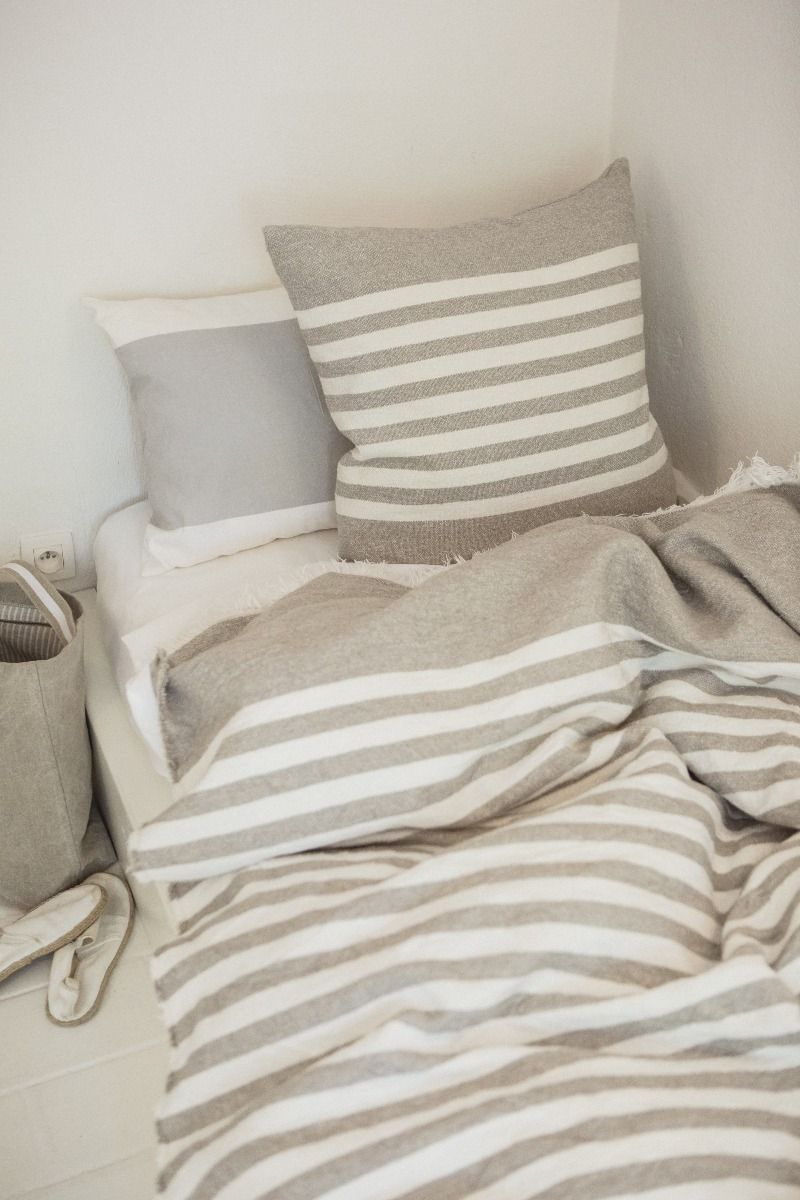 Flax & Oyster Stripe Linen Blend Pillow