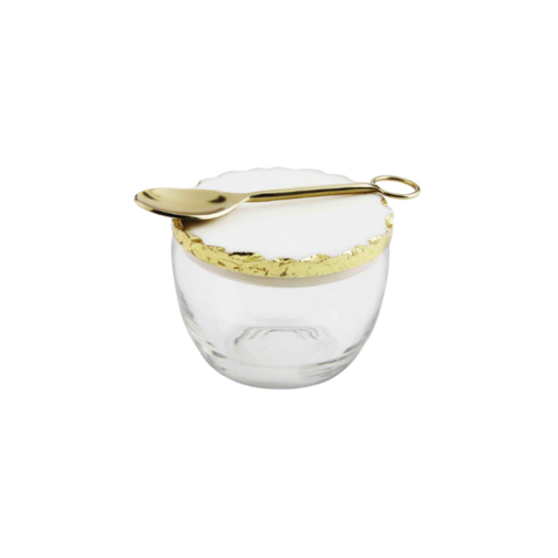 Gold Edge Glass Salt Cellar