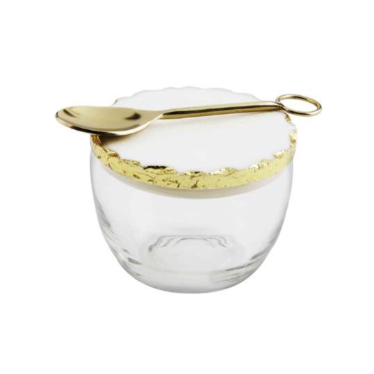 Gold Edge Glass Salt Cellar