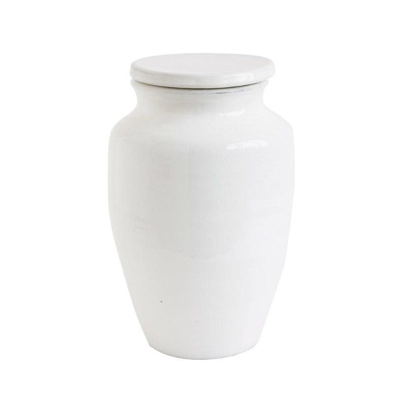 Round White Terra-Cotta Cachepot (2 Sizes)