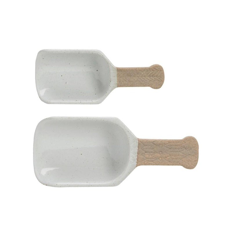 White Glazed Scoops (Set of 2)