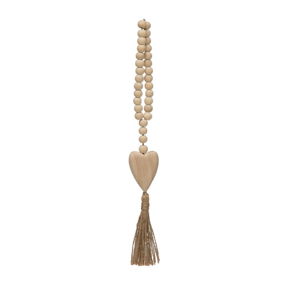 Paulownia Wood Heart and Tassel Beads