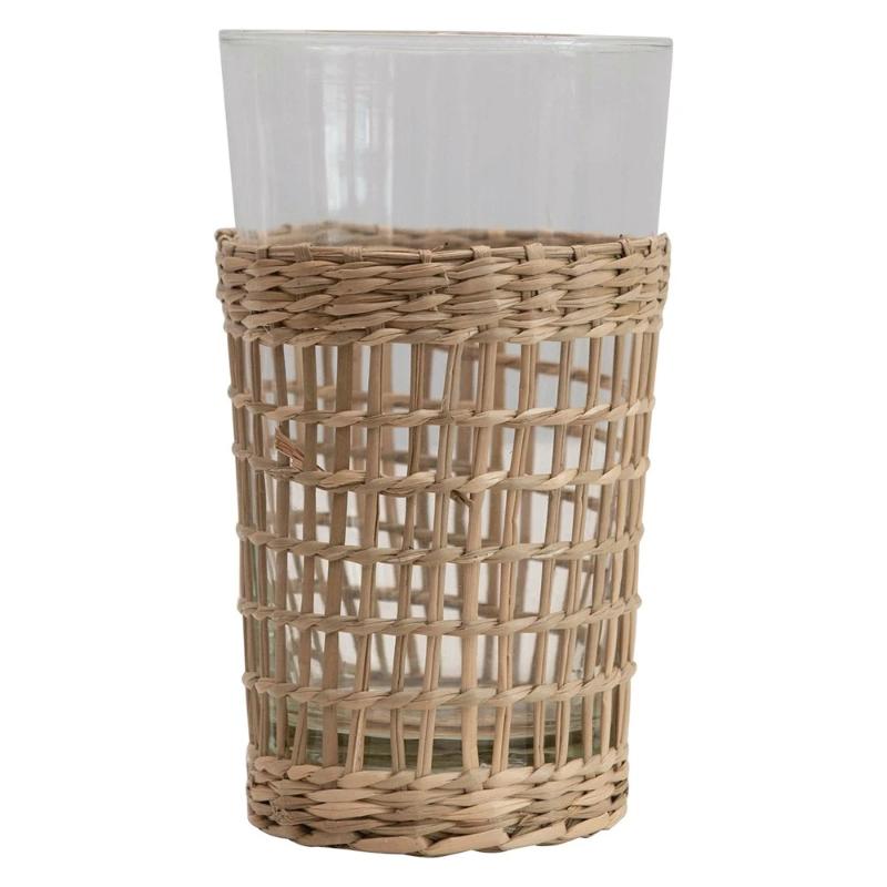12 oz. Drinking Glass w/ Woven Seagrass Sleeve