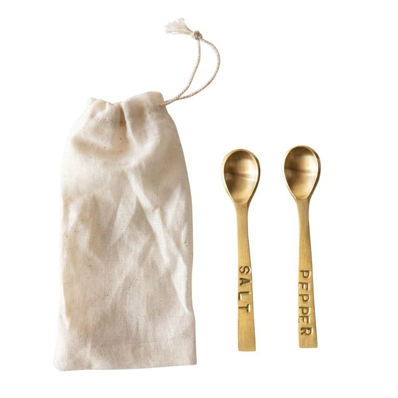 Salt & Pepper Spoons in Drawstring Bag (Set of 2)