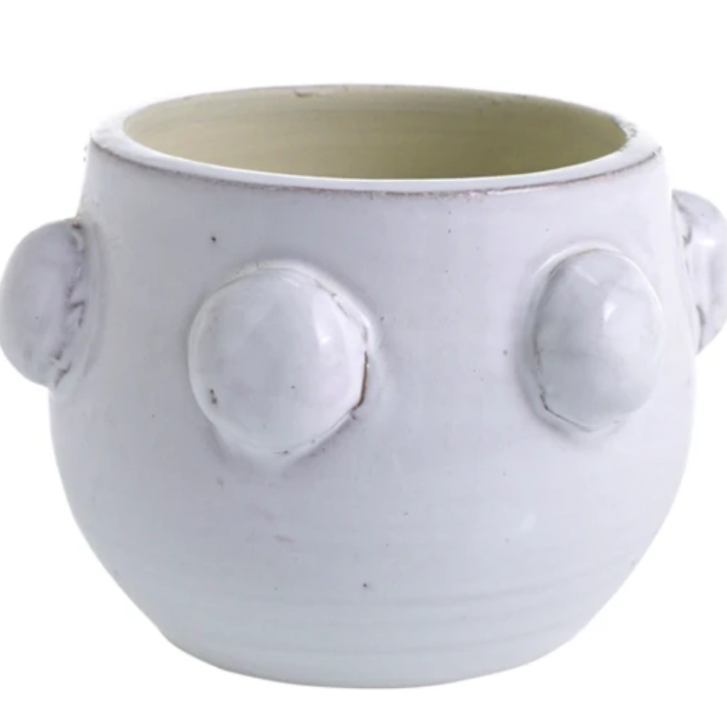 Small White Ceramic Dot Candle- 4.5" x 3.5"