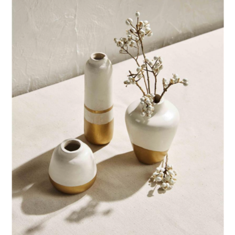 Gold Dipped Paper Mache Vase (3 Sizes)