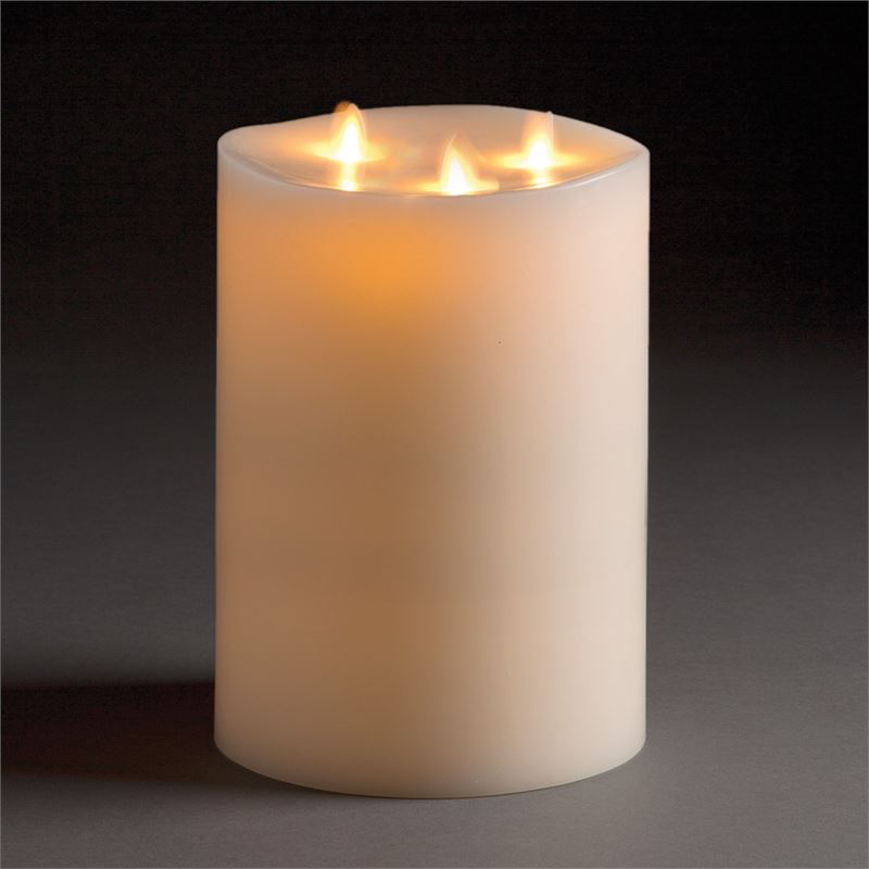 Tri-Flame Pillar Candle- Moving Flame Candle