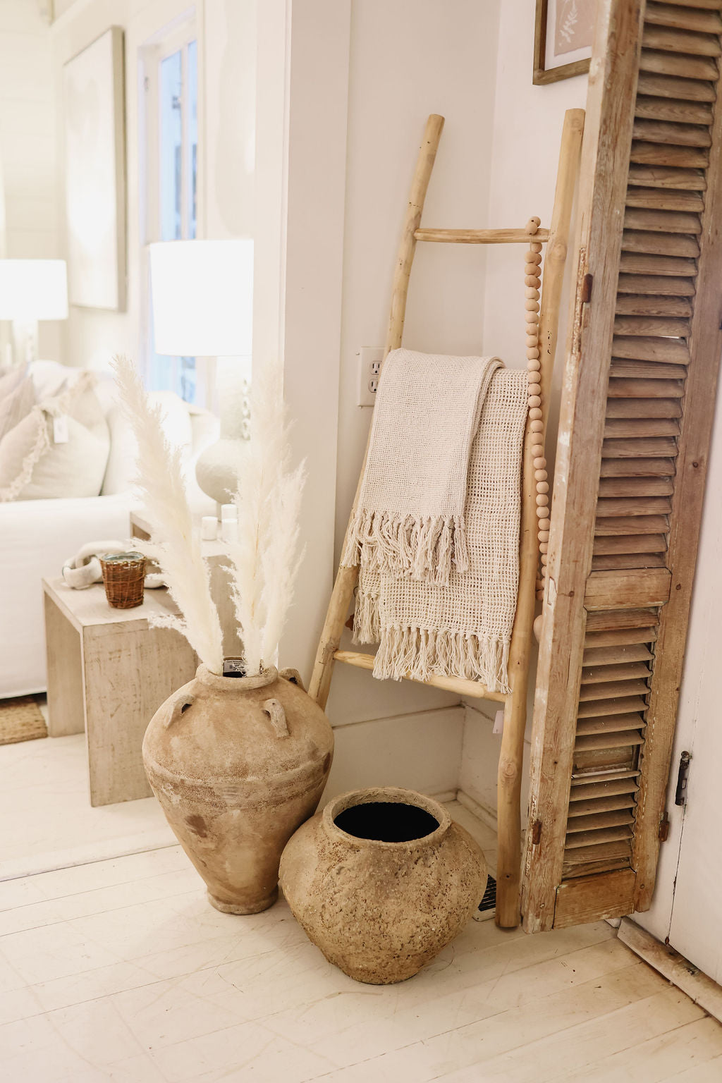 Cream Knitted Throw with Fringe