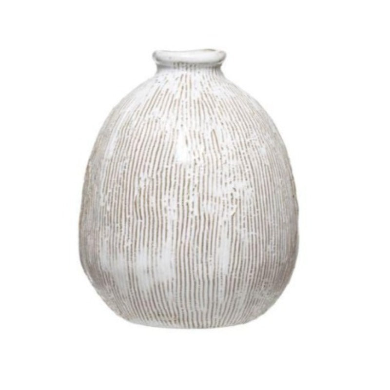 Textured Lines Terracotta Vase (2 Sizes)