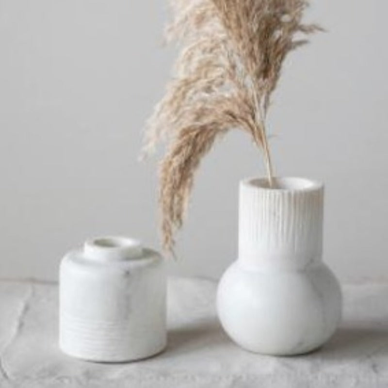 Carved White Marble Vase (2 Sizes)