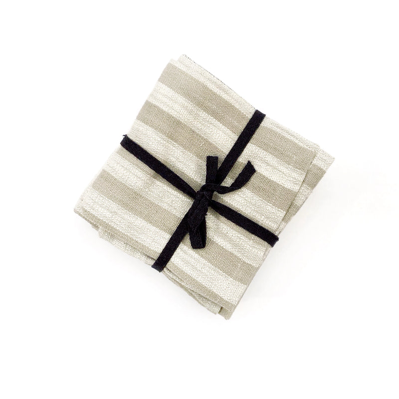 Cotton Stripe Napkins, Set of 4 Taupe, Black, Cream