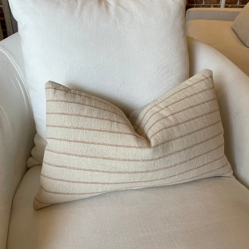 White & Beige Striped Lumbar 12x20