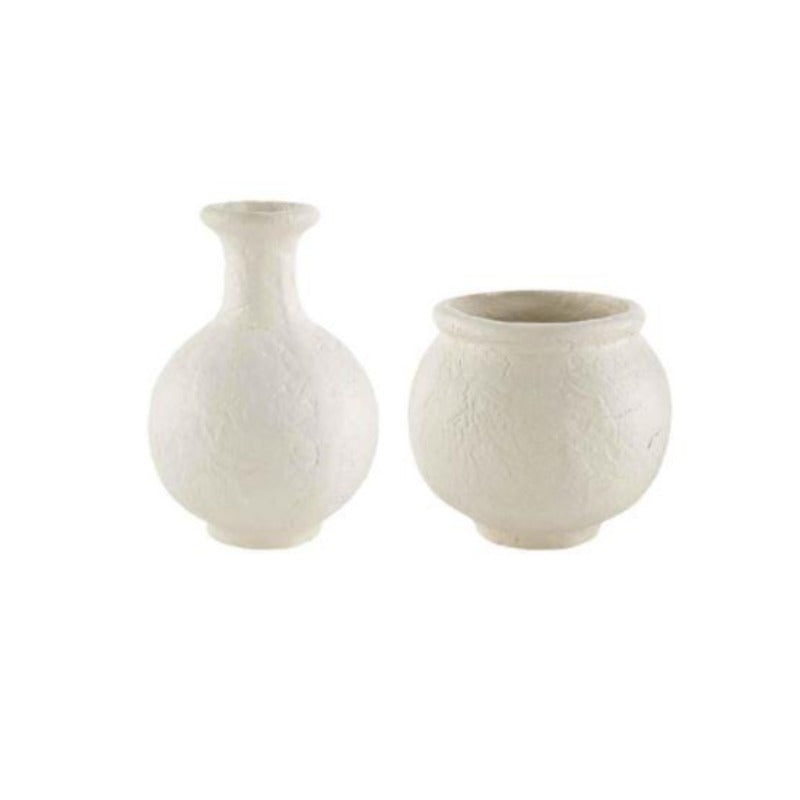 White Paper Mache Vase (2 Styles)