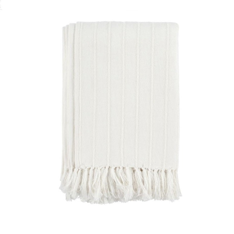 White Woven Stripe Throw 50x70