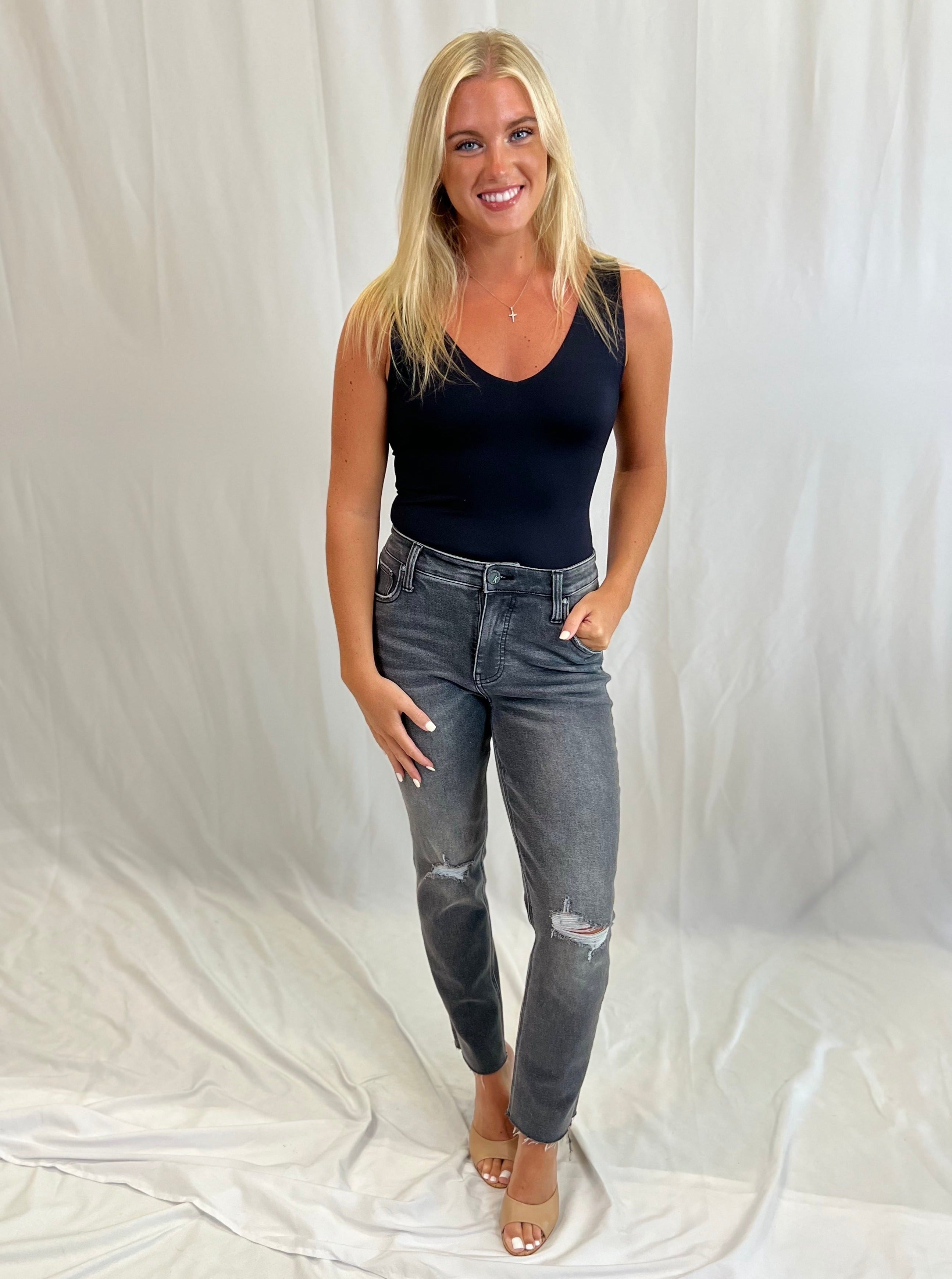Rachael High Rise-Grey- Final Sale
