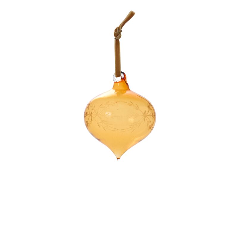 Amber Etched Bauble Ornament