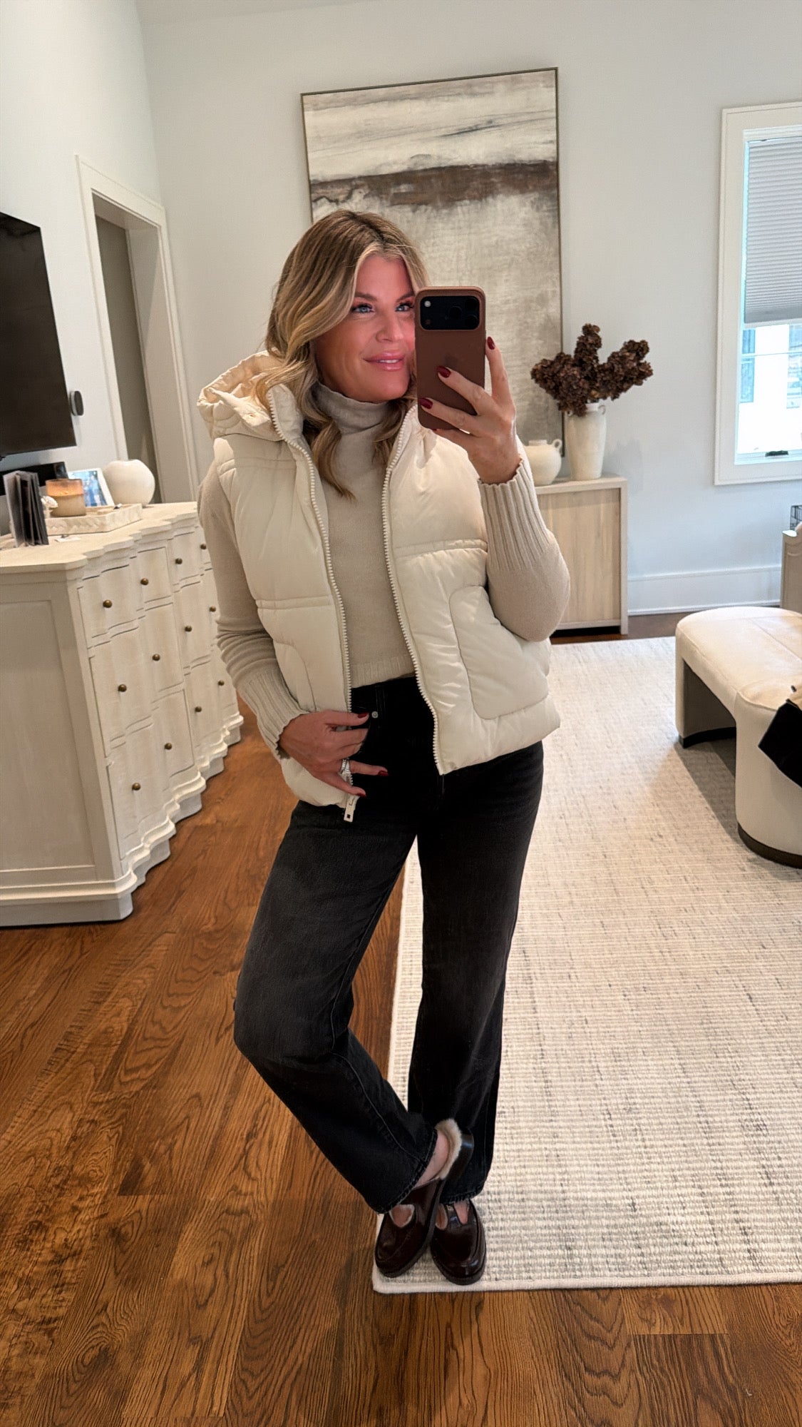 Travis Puffer Vest-Cream