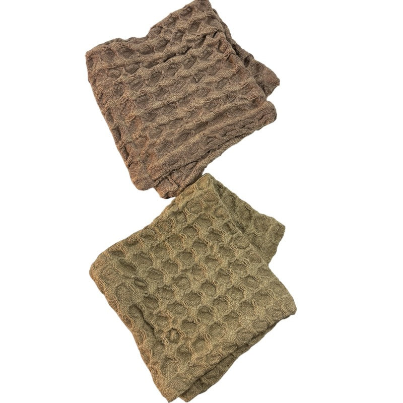 Waffle Weave Cotton Dish Towels with Loops (Set of 2, 2 Colors)