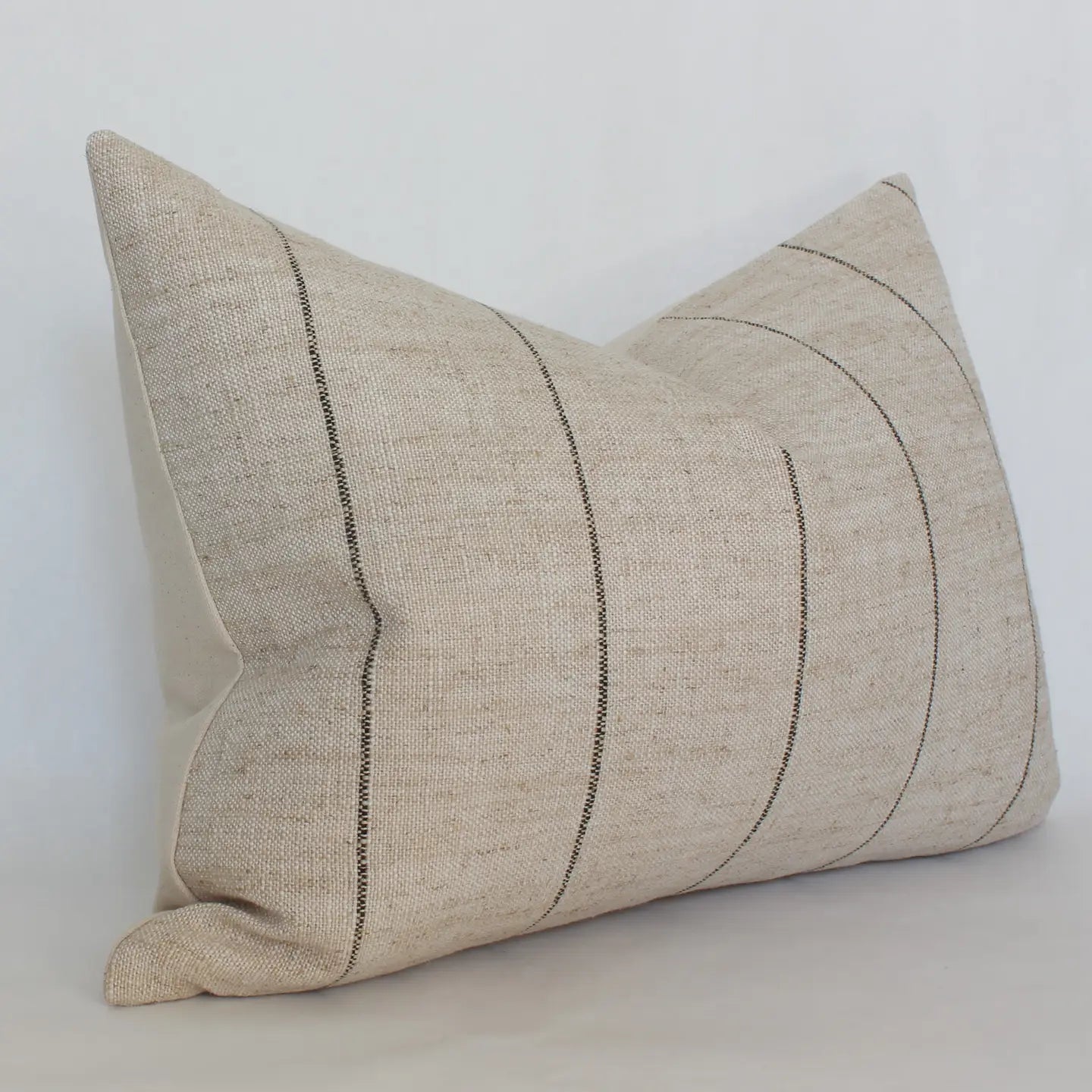 14x20 Black/Natural Striped Lumbar Pillow