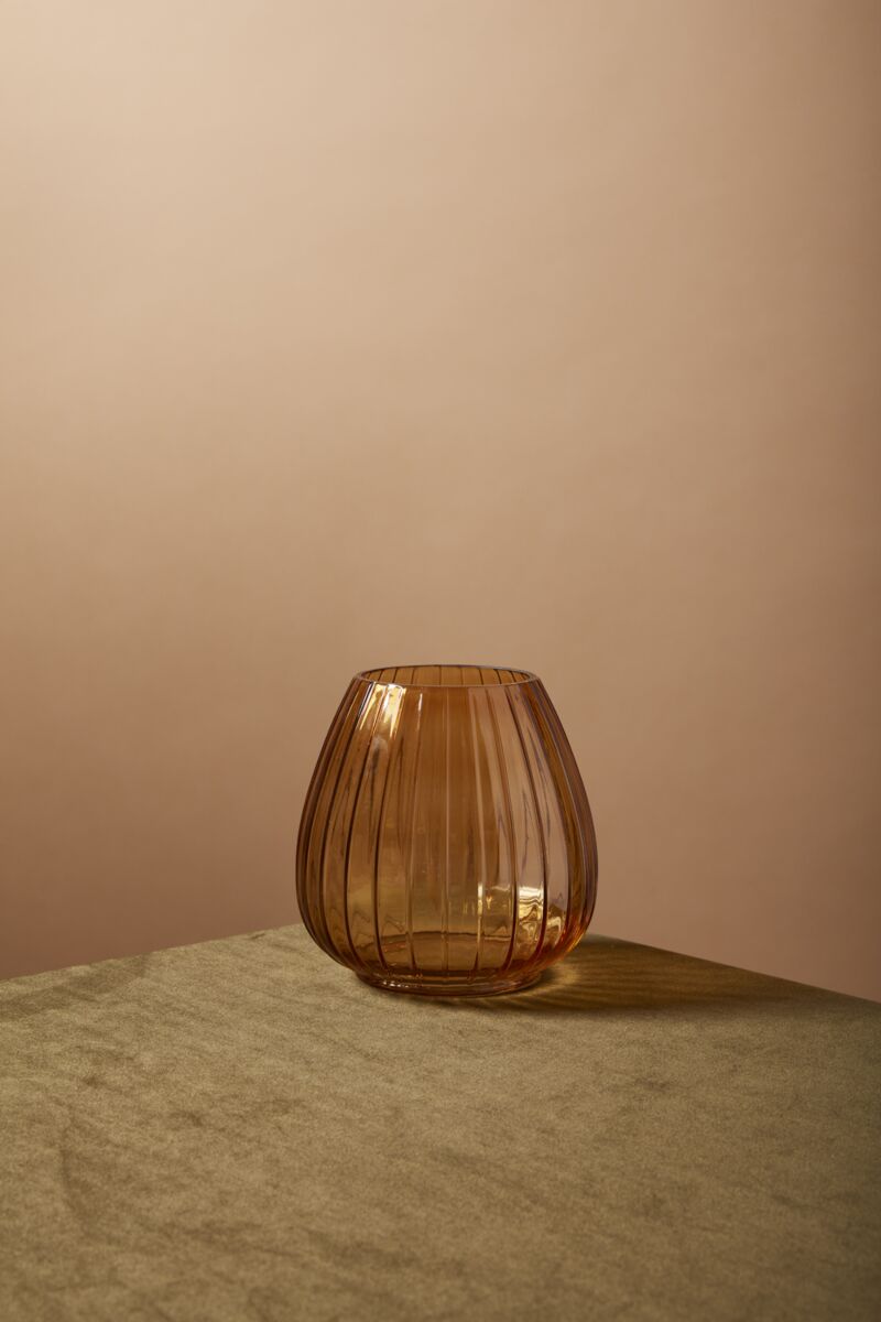 Amber Fluted Glass Vase