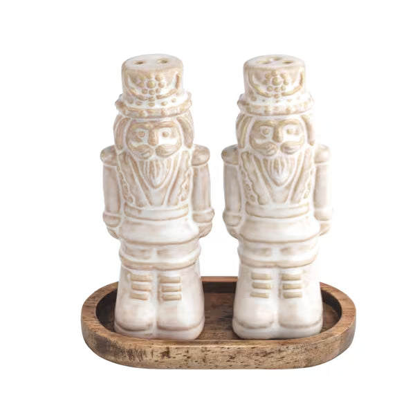 Nutcracker Salt & Pepper Set w/ Tray